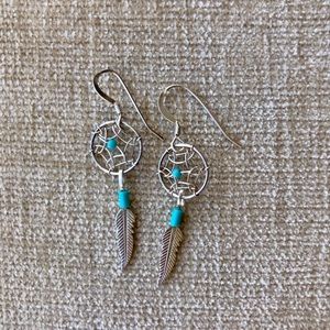 Sterling silver & turquoise dreamcatcher earrings